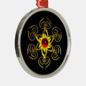 GOLDEN ROOS RUBY, zwart Metalen Ornament (Rechts)