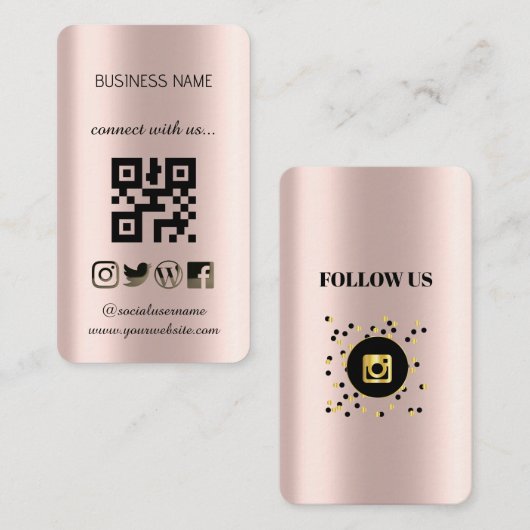 Golden roos - Sociale media QR Code Visitekaartje (Voorkant / Achterkant)