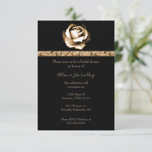 Golden Roos Vrijgezellenfeest Invite Kaart (Staand voorkant)