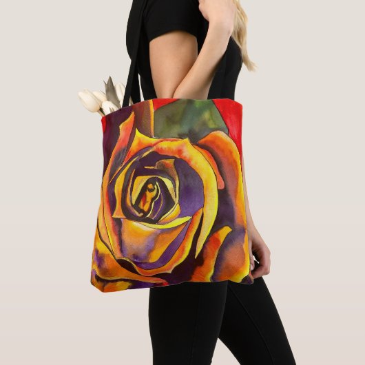 Golden Roos waterverf Tote Bag (Dichtbij)