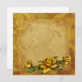 Golden Roos Wedding Invitation Kaart (Voorkant / Achterkant)