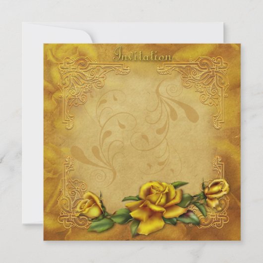 Golden Roos Wedding Invitation Kaart (Voorkant)