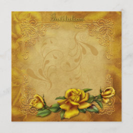 Golden Roos Wedding Invitation Kaart