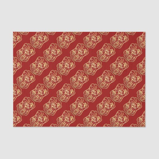 Golden Rooster 2017 Red Tissue Paper Tissuepapier (Voorkant)