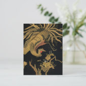 Golden Rooster Bird Japans Classic Antiek Briefkaart (Staand voorkant)