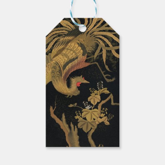 Golden Rooster Bird Japans Classic Antiek Cadeaulabel (Voorkant)