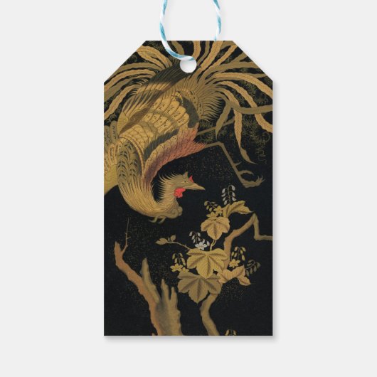 Golden Rooster Bird Japans Classic Antiek Cadeaulabel (Achterkant)