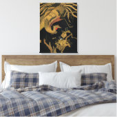 Golden Rooster Bird Japans Classic Antiek Canvas Afdruk (Insitu (Slaapkamer))