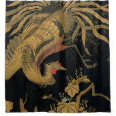 Golden Rooster Bird Japans Classic Antiek Douchegordijn (Voorkant)