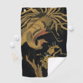Golden Rooster Bird Japans Classic Antiek Golfhanddoek (Insitu)