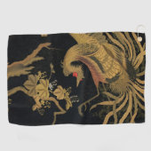 Golden Rooster Bird Japans Classic Antiek Golfhanddoek (Horizontaal)