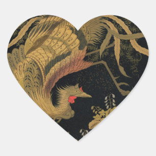 Golden Rooster Bird Japans Classic Antiek Hart Sticker