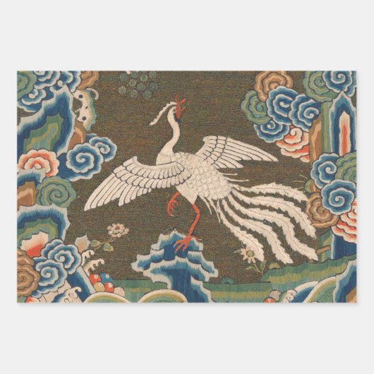 Golden Rooster Bird Japans Classic Antiek Inpakpapier Vel (Voorkant 3)