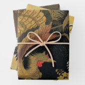 Golden Rooster Bird Japans Classic Antiek Inpakpapier Vel (In situ)