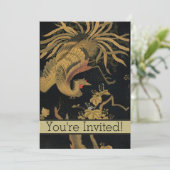 Golden Rooster Bird Japans Classic Antiek Kaart (Staand voorkant)