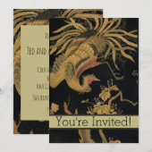 Golden Rooster Bird Japans Classic Antiek Kaart (Voorkant / Achterkant)