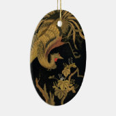 Golden Rooster Bird Japans Classic Antiek Keramisch Ornament (Rechts)