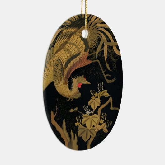 Golden Rooster Bird Japans Classic Antiek Keramisch Ornament (Rechts)