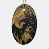 Golden Rooster Bird Japans Classic Antiek Keramisch Ornament (Links)
