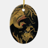 Golden Rooster Bird Japans Classic Antiek Keramisch Ornament (Voorkant)