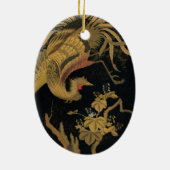 Golden Rooster Bird Japans Classic Antiek Keramisch Ornament (Achterkant)