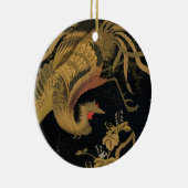 Golden Rooster Bird Japans Classic Antiek Keramisch Ornament (Rechts)