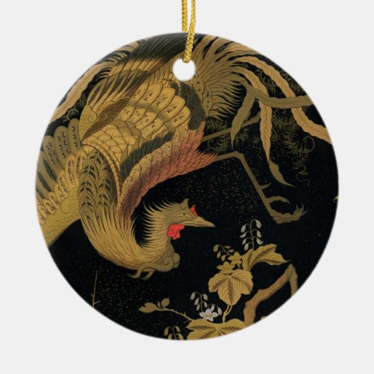 Golden Rooster Bird Japans Classic Antiek Keramisch Ornament (Voorkant)