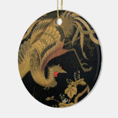 Golden Rooster Bird Japans Classic Antiek Keramisch Ornament (Links)