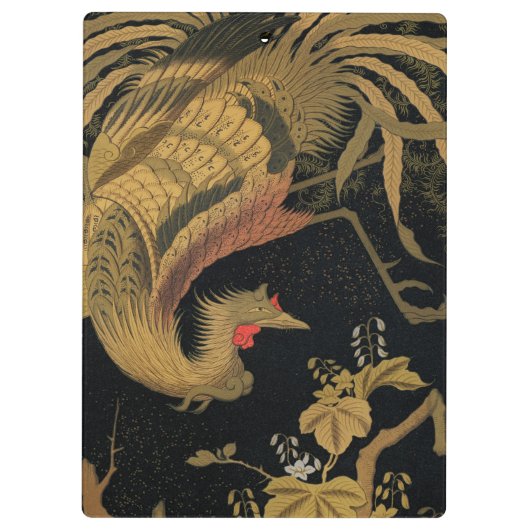 Golden Rooster Bird Japans Classic Antiek Klembord (Achterkant)