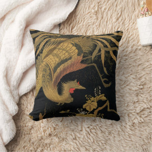 Golden Rooster Bird Japans Classic Antiek Kussen