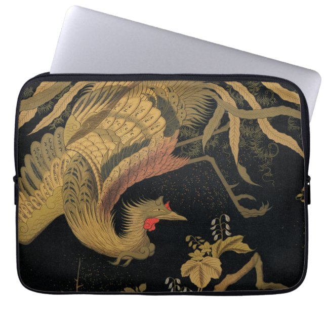 Golden Rooster Bird Japans Classic Antiek Laptop Sleeve (Voorkant)