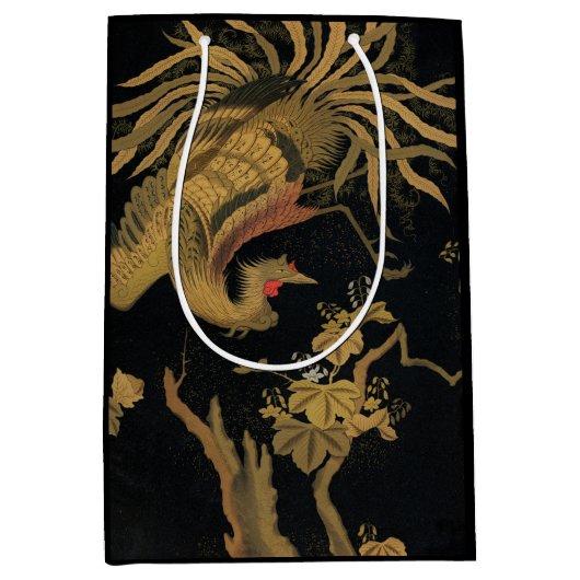 Golden Rooster Bird Japans Classic Antiek Medium Cadeauzakje (Voorkant)