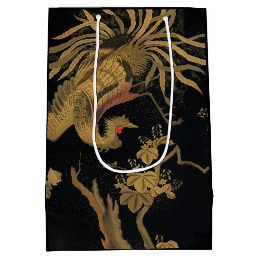 Golden Rooster Bird Japans Classic Antiek Medium Cadeauzakje (Achterkant)