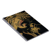 Golden Rooster Bird Japans Classic Antiek Notitieboek (Rechterzijde)