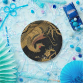 Golden Rooster Bird Japans Classic Antiek Papieren Bordje (Feest)