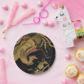 Golden Rooster Bird Japans Classic Antiek Papieren Bordje (Feest)