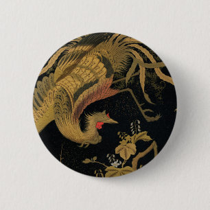 Golden Rooster Bird Japans Classic Antiek Ronde Button 5,7 Cm