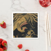 Golden Rooster Bird Japans Classic Antiek Servet (Insitu)