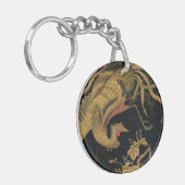 Golden Rooster Bird Japans Classic Antiek Sleutelhanger (Voorkant Links)
