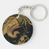 Golden Rooster Bird Japans Classic Antiek Sleutelhanger (Achterkant)