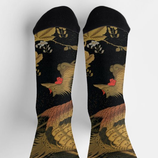 Golden Rooster Bird Japans Classic Antiek Sokken (Top)