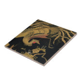 Golden Rooster Bird Japans Classic Antiek Tegeltje (Zijkant)