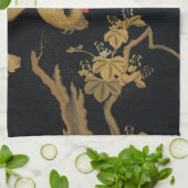 Golden Rooster Bird Japans Classic Antiek Theedoek (Gevouwen)