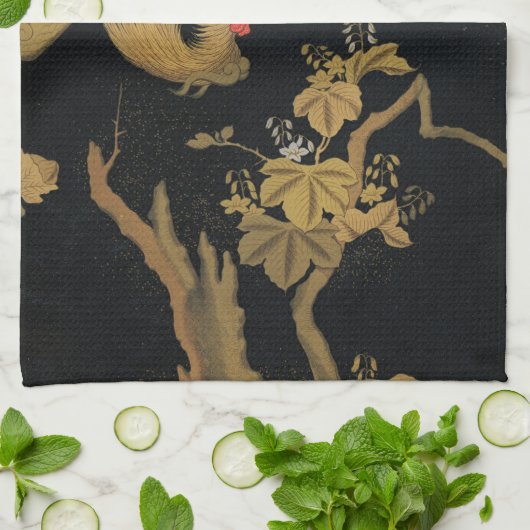 Golden Rooster Bird Japans Classic Antiek Theedoek (Gevouwen)