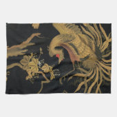 Golden Rooster Bird Japans Classic Antiek Theedoek (Horizontaal)