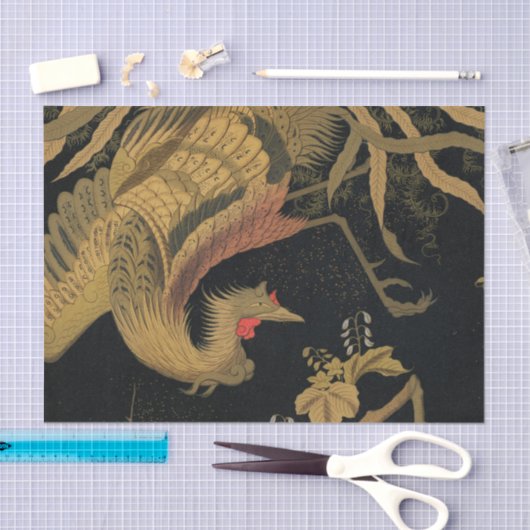 Golden Rooster Bird Japans Classic Antiek Tissuepapier (Craft)
