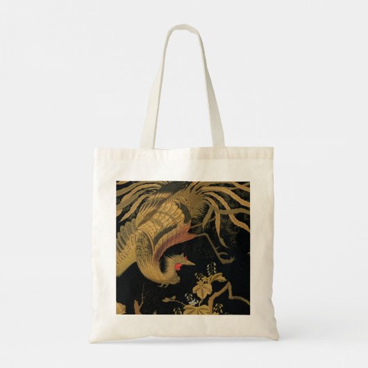 Golden Rooster Bird Japans Classic Antiek Tote Bag (Achterkant)