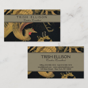 Golden Rooster Bird Japans Classic Antiek Visitekaartje