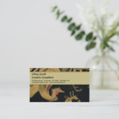 Golden Rooster Bird Japans Classic Antiek Visitekaartje (Staand voorkant)