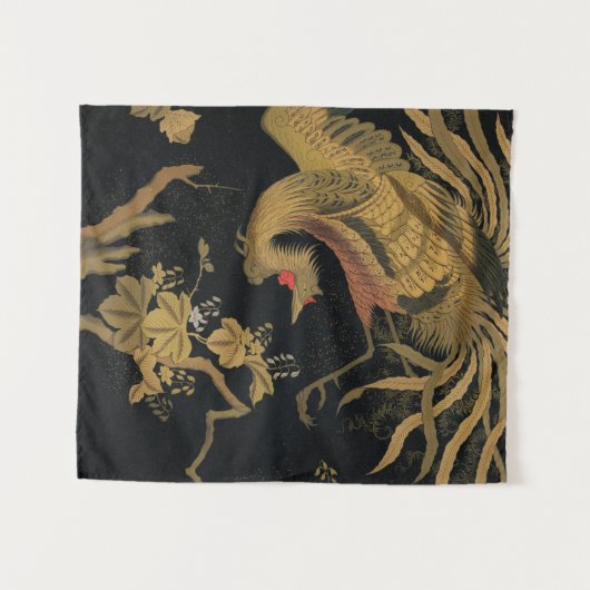 Golden Rooster Bird Japans Classic Antiek Wandkleed (Voorkant (horizontaal))